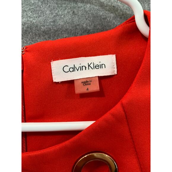 Calvin Klein Red Dress Women Small Size 4 Evening Party Cocktail Dress - Picture 3 of 6